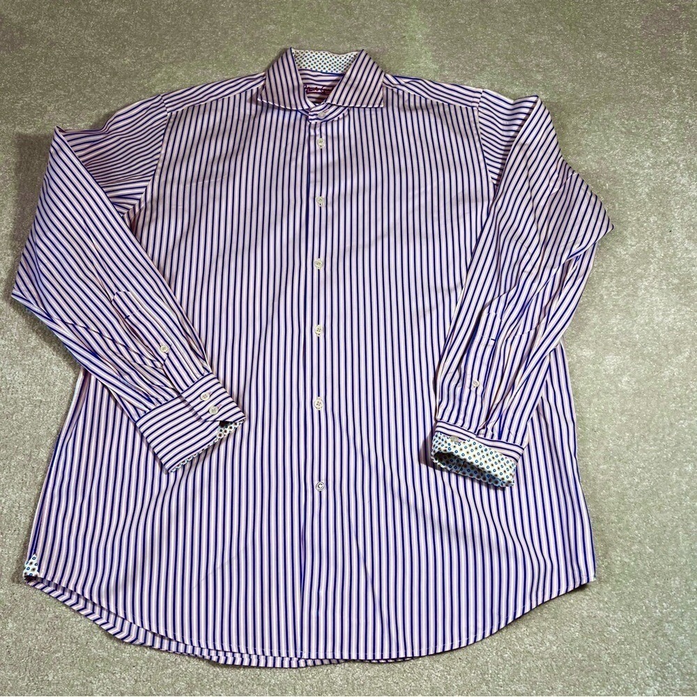 Robert Graham Blue and Pink Dress Shirt 42 - 16.2